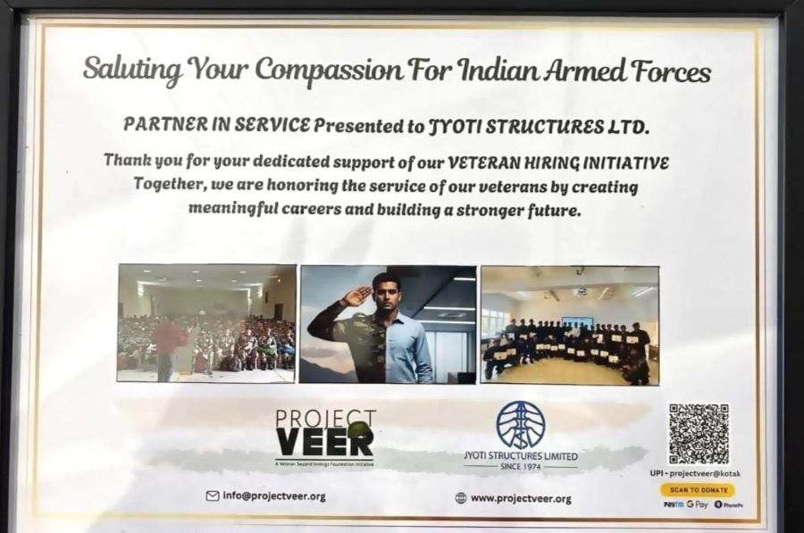 Jyoti Structures Partners with Project Veer to Employ Armed Forces Veterans